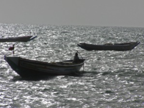 Fishing boats after day at sea
